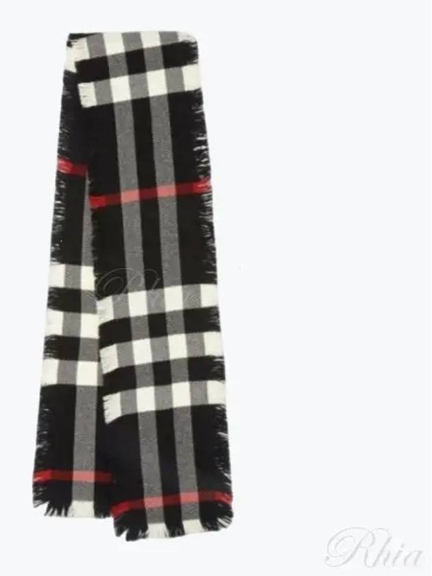 Fringe Check Wool Scarf Black - BURBERRY - BALAAN 2