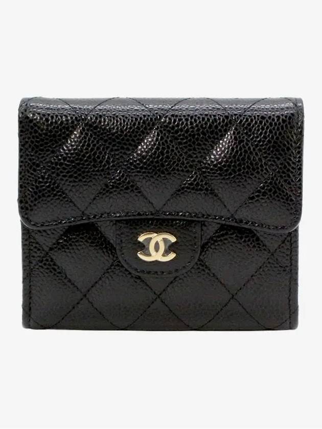 Small Classic Flap Wallet Grained Calfskin & Gold Black - CHANEL - BALAAN 2