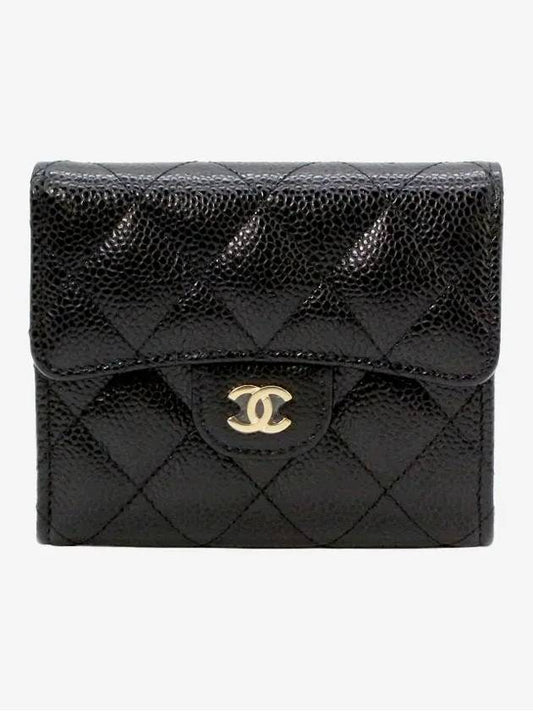 Small Classic Flap Wallet Grained Calfskin & Gold Black - CHANEL - BALAAN 2