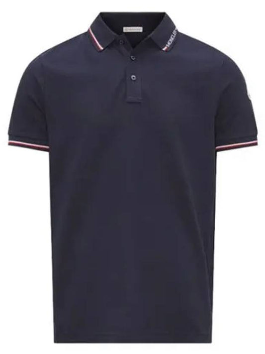 Logo Patch Short Sleeve Polo Shirt Navy - MONCLER - BALAAN 2