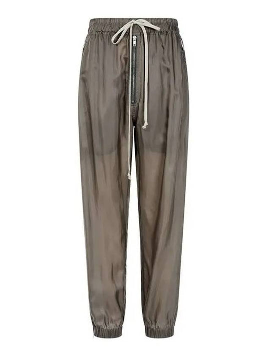 WOMEN Zipper Slit Rayon Track Pants Warm Gray - RICK OWENS - BALAAN 1