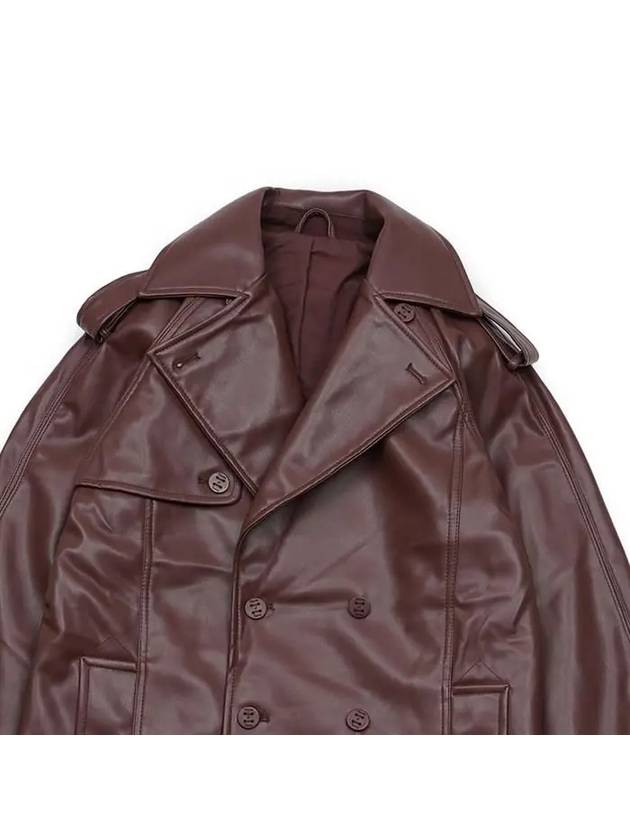 Women's Montague Leather Trench Coat Chestnut VOL2219 - HOUSE OF SUNNY - BALAAN 4