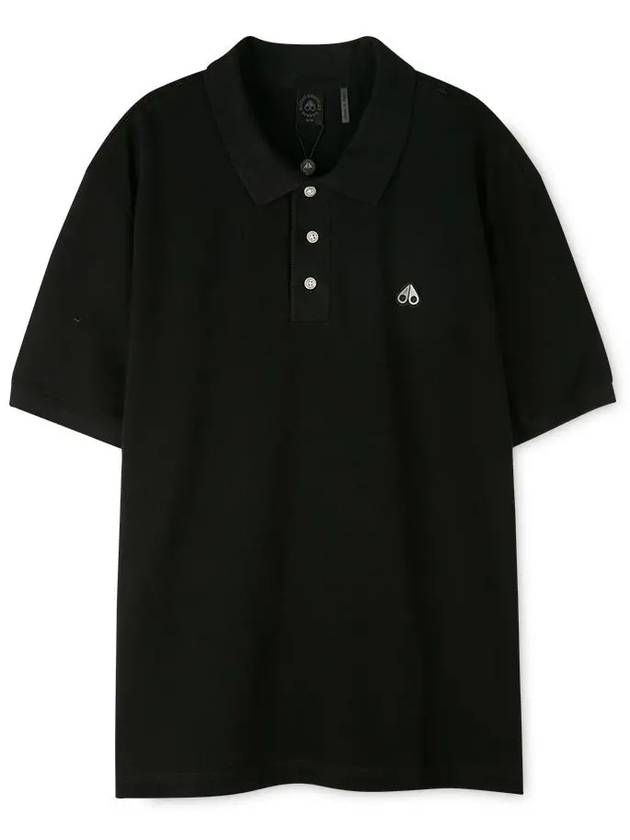 Embroidered Logo Short Sleeve Polo Shirt Black - MOOSE KNUCKLES - BALAAN 4