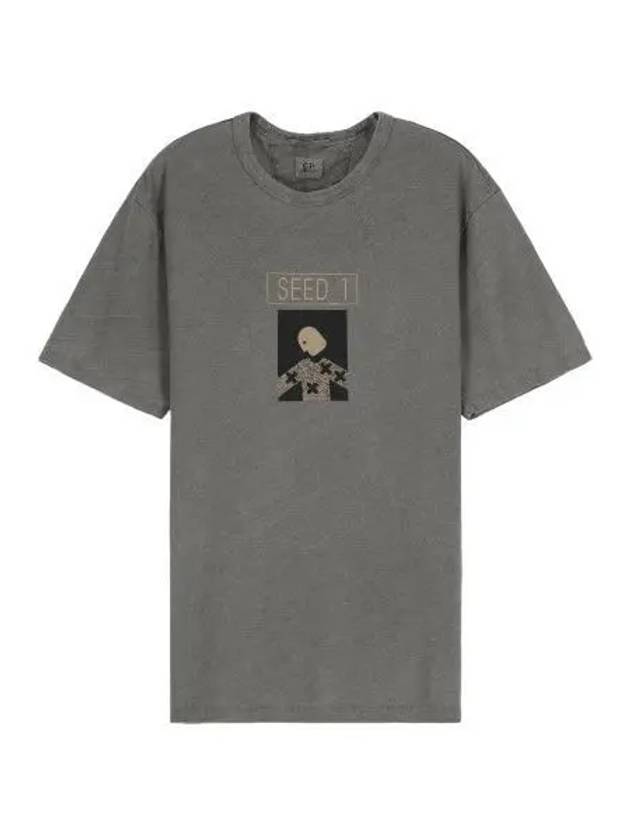 Printed Crew Neck Short Sleeve T Shirt Gray Tee - CP COMPANY - BALAAN 1