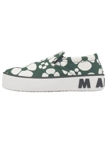 Carhartt Floral Print Slip On Forest Green Stone White Athletic Shoes Sneakers - MARNI - BALAAN 1