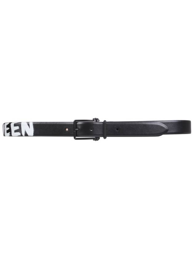 Graffiti Logo Leather Belt Black - ALEXANDER MCQUEEN - BALAAN 2