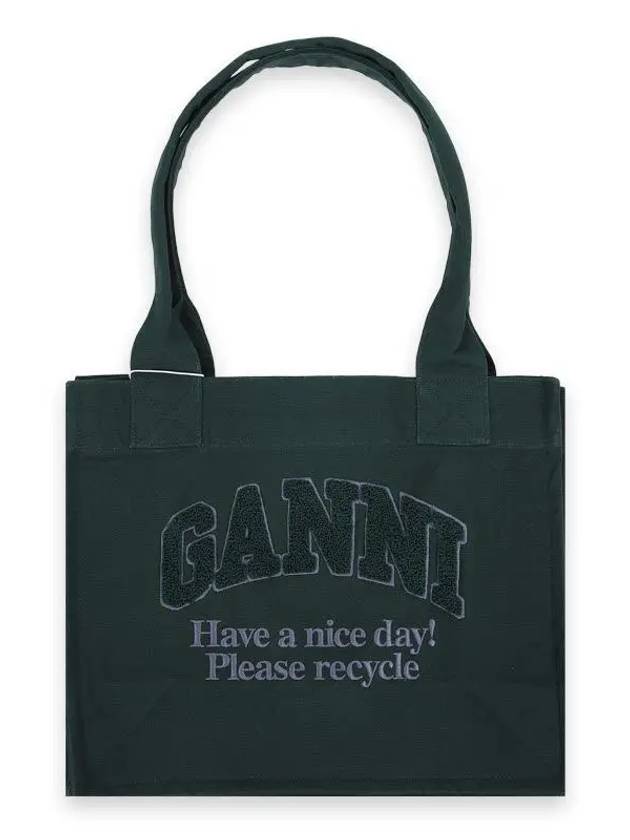 Large Easy Shopper Tote Bag Green - GANNI - BALAAN 3