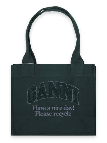 Women s Easy Shopper Large Tote Bag Green A6280 809 - GANNI - BALAAN 1