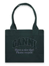 Large Easy Shopper Tote Bag Green - GANNI - BALAAN 2