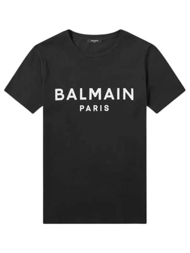 Women's Cotton Logo Print Short Sleeve T-Shirt Black - BALMAIN - BALAAN.