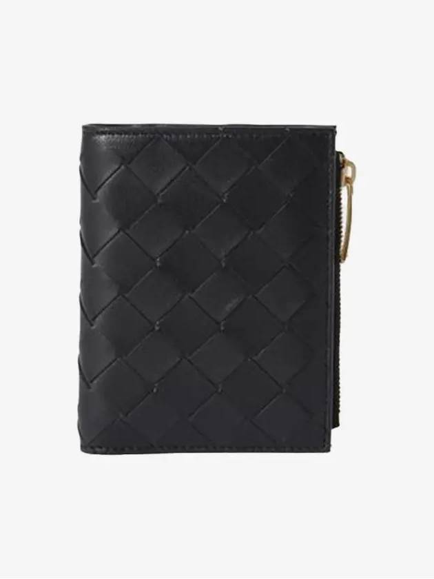 Intrecciato Zipper Small Half Wallet Black - BOTTEGA VENETA - BALAAN 3