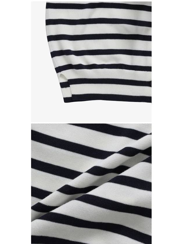 Fox Head Intarsia Regular Striped Cardigan Black White - MAISON KITSUNE - BALAAN 4