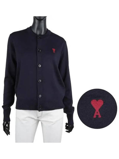 De Coeur Crew Neck Cardigan Navy - AMI - BALAAN 2