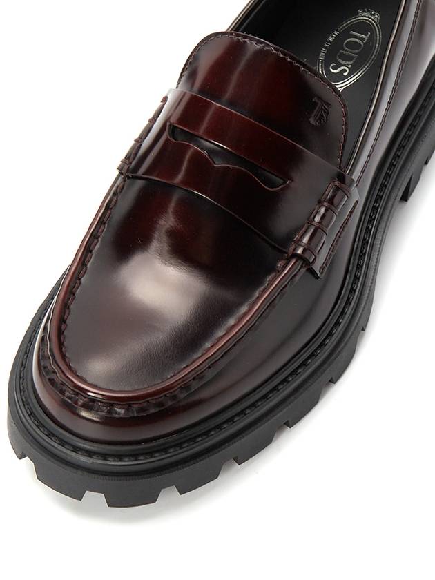 Leather Penny Loafers Burgundy - TOD'S - BALAAN 8