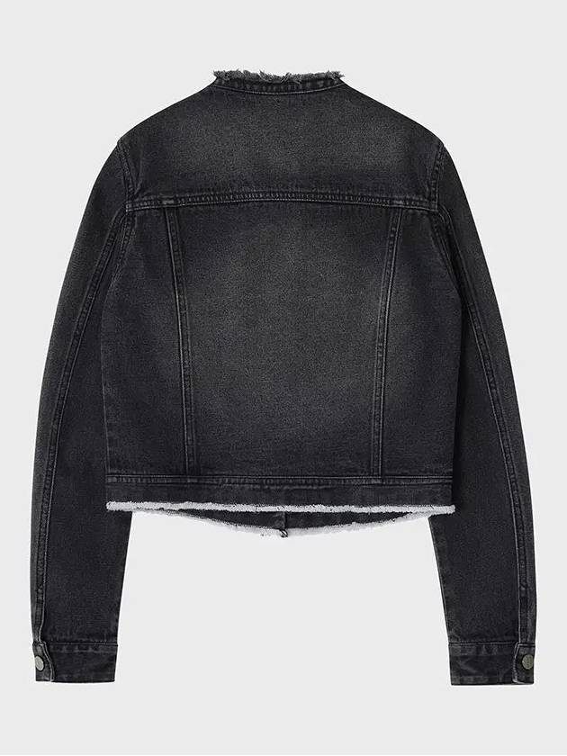 Raw Cropped Trucker Denim Jacket Grey - NOIRER FOR WOMEN - BALAAN 4