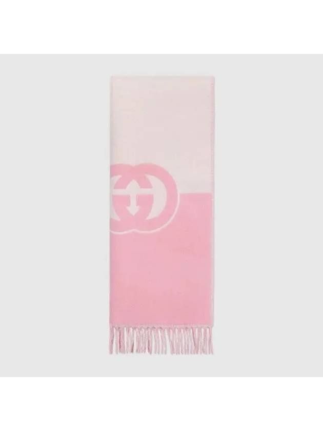 Interlocking G Wool Cashmere Scarf Rose Pink - GUCCI - BALAAN 1