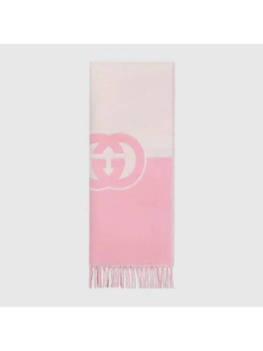 Interlocking G Wool Cashmere Scarf Rose Pink - GUCCI - BALAAN 1