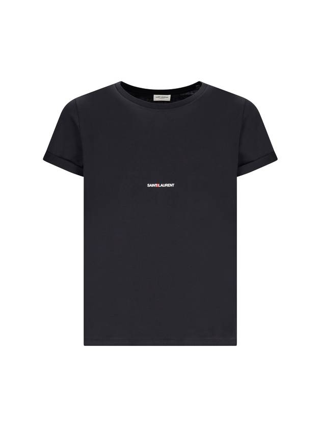 Men's Small Logo Short Sleeve T-Shirt Black - SAINT LAURENT - BALAAN 2