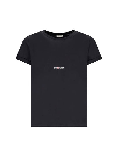 Men's Small Logo Short Sleeve T-Shirt Black - SAINT LAURENT - BALAAN 2