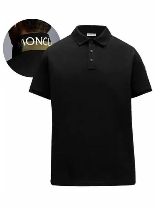 Men's Arm Logo Patch Polo Shirt Black - MONCLER - BALAAN 2