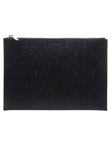 Skull Pineapple Pattern Clutch Bag Black - SAINT LAURENT - BALAAN 1