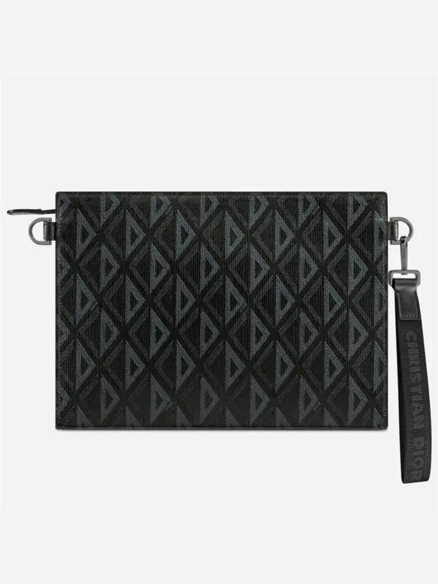 A5 Triangle CD Diamond Canvas Clutch Bag Black - DIOR - BALAAN 4