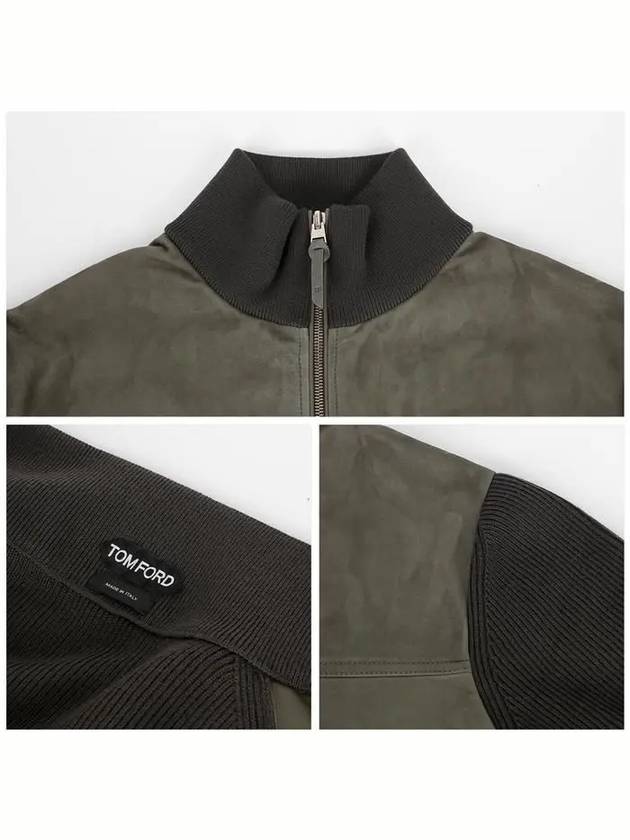 Front Zip Suede Jacket Green - TOM FORD - BALAAN 6