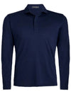 Men's Lightweight Fine Wool Polo Long Sleeve T-Shirt Navy - G/FORE - BALAAN 2