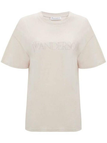 Logo Embroidery Cotton Short Sleeve T-Shirt Beige - JW ANDERSON - BALAAN 1