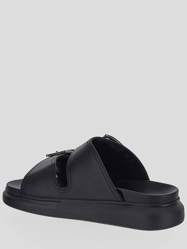 Double Buckle Strap Slippers Black - ALEXANDER MCQUEEN - BALAAN 4