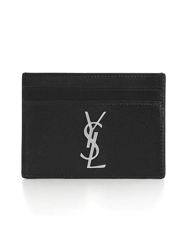 Monogram Card Case in Smooth Leather Black - SAINT LAURENT - BALAAN 2