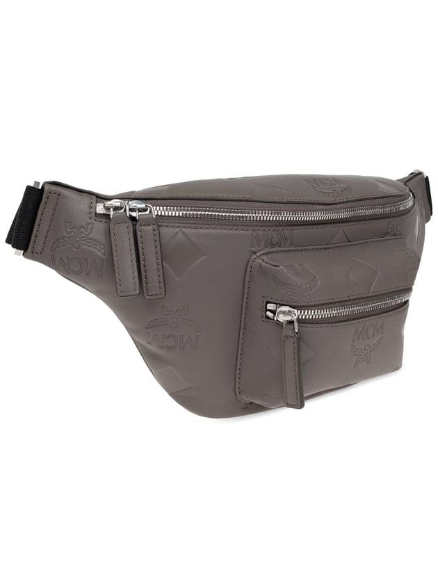 MCM Leather Belt Bag, Men's, Grey - MCM - BALAAN 4