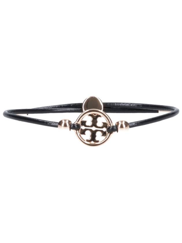 Miller Logo Charm Slider Leather Bracelet Black - TORY BURCH - BALAAN 2