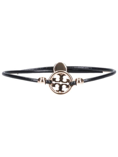 Miller Logo Charm Slider Leather Bracelet Black - TORY BURCH - BALAAN 2