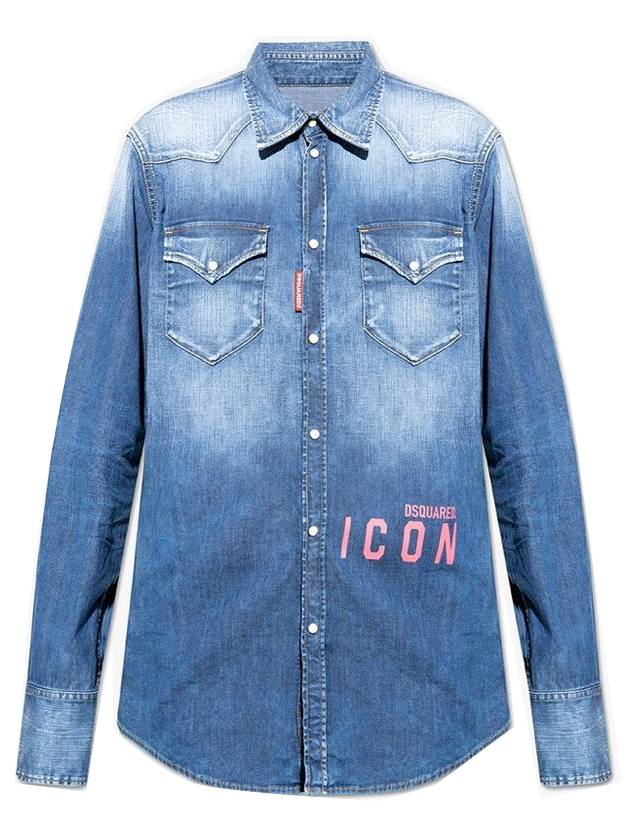 icon print denim shirt - DSQUARED2 - BALAAN 1