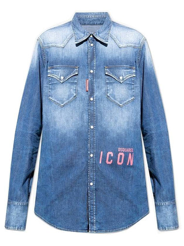 icon print denim shirt - DSQUARED2 - BALAAN 1