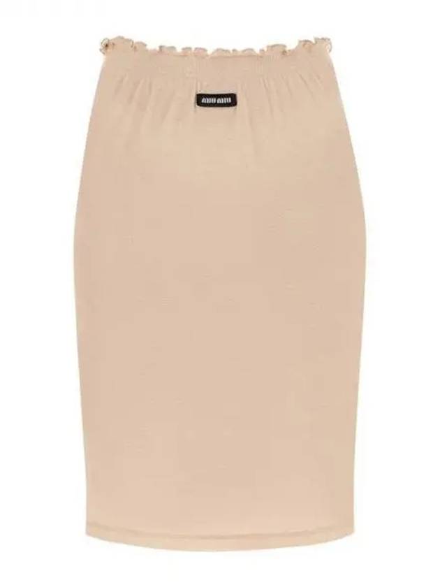 Logo patch semi sheer knit skirt 270772 - MIU MIU - BALAAN 1