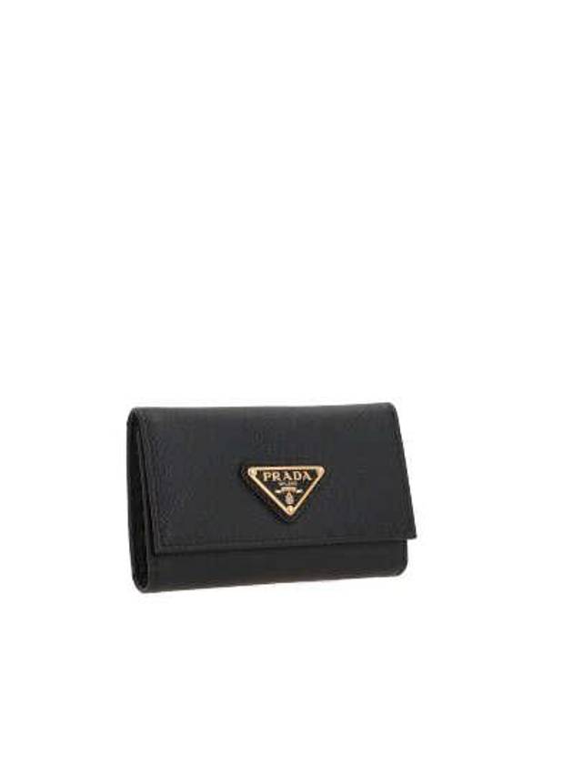 Saffiano Triangle Logo Key Holder Black - PRADA - BALAAN 3