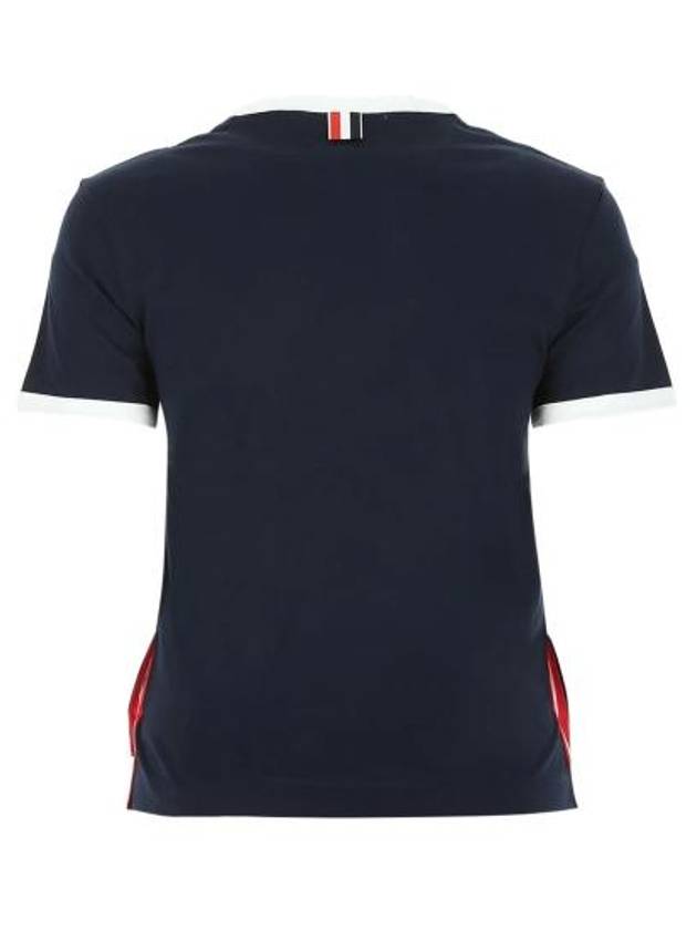 Asymmetric Hem Short Sleeve T-Shirt Navy - THOM BROWNE - BALAAN 3