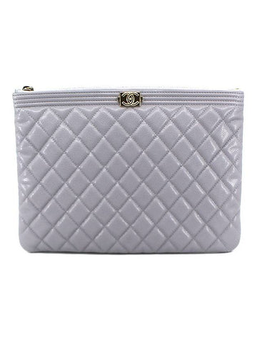 CH Caviar Boy Clutch Gray Medium Gold A84406 CH32CL007GR - CHANEL - BALAAN 1