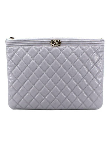 CH Caviar Boy Clutch Gray Medium Gold A84406 CH32CL007GR - CHANEL - BALAAN 1