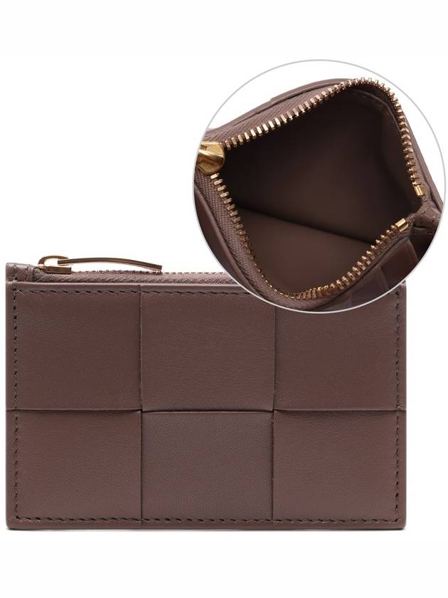 Intrecciato Zipper Card Wallet Taupe Grey - BOTTEGA VENETA - BALAAN 3