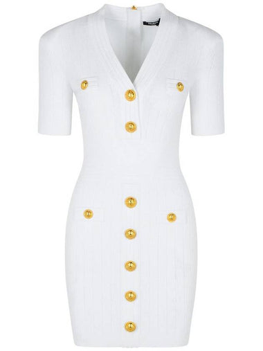 Balmain White Viscose Blend Dress - BALMAIN - BALAAN 1