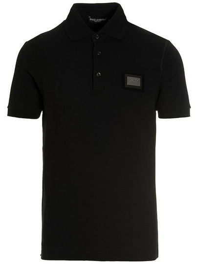 Men's Logo Plaque Cotton PK Shirt Black - DOLCE&GABBANA - BALAAN 2