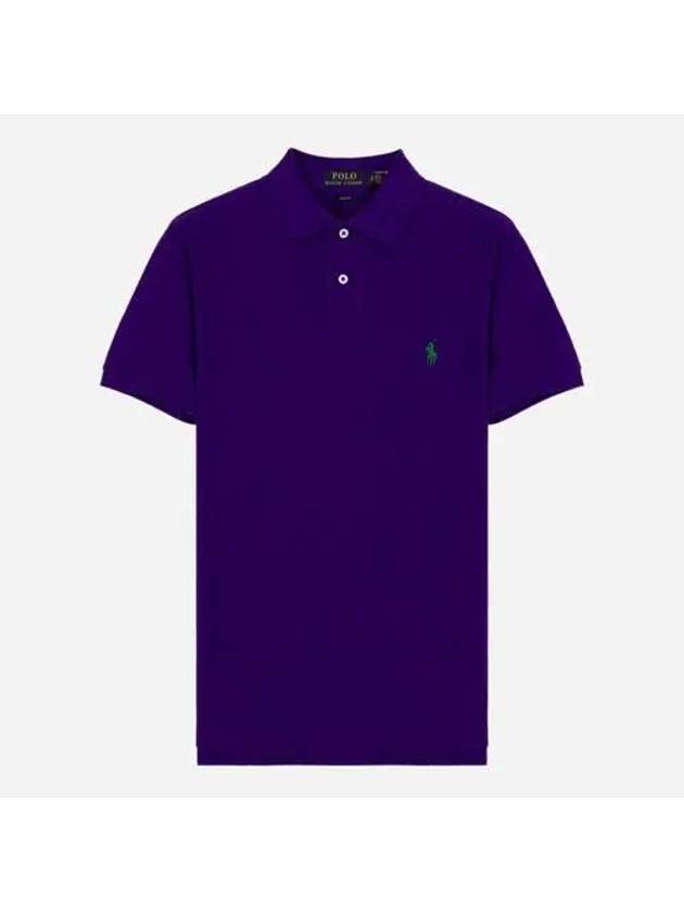 Men's Pony Slim Fit Short Sleeve Polo Shirt Purple - POLO RALPH LAUREN - BALAAN 2