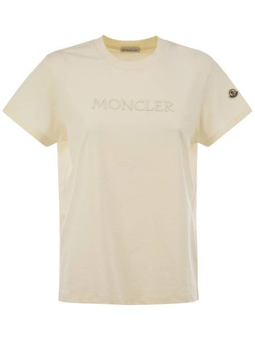 Cotton T-shirt with tone-on-tone embroidered logo - MONCLER - BALAAN 1