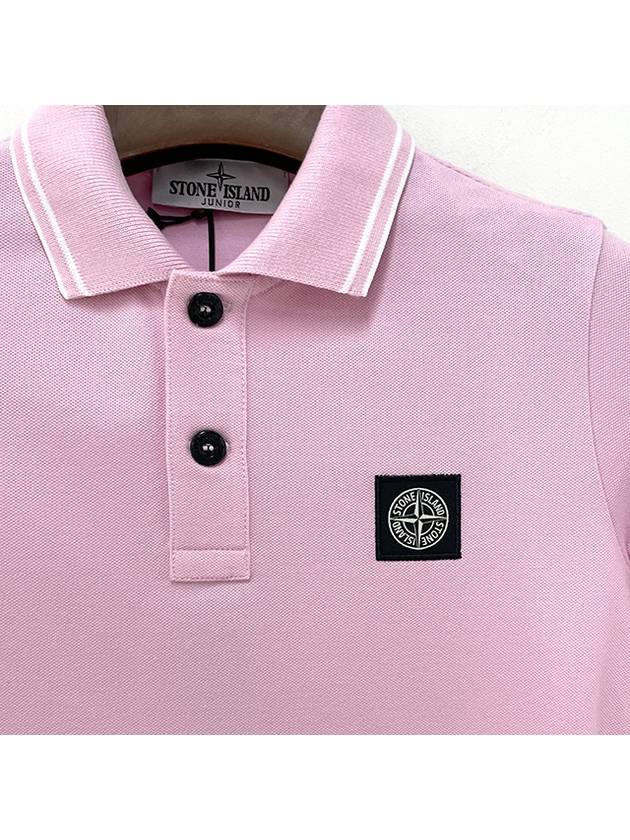 Kids Logo Patch Polo Short Sleeve T Shirt 6 8 Pink 801621348 V0080 - STONE ISLAND - BALAAN 3