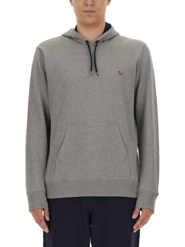 Zebra Patch Cotton Hoodie Grey - PAUL SMITH - BALAAN 4