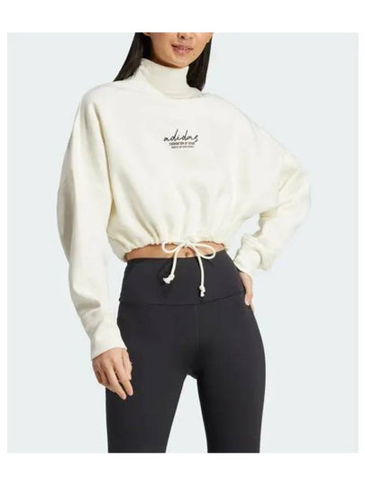 Signature Graphic Embroidery Fleece Crop Sweatshirt Ivory - ADIDAS - BALAAN 2