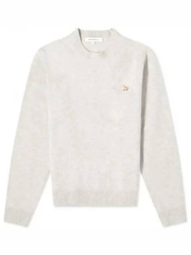 Baby Fox Patch Regular Knit Top Light Grey Melange - MAISON KITSUNE - BALAAN 2